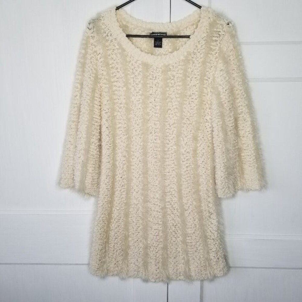 Lauren Michelle Cream Textured Sweater Size Large